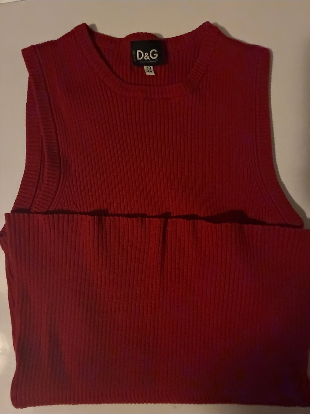 D&G Deep Red Ribbed Sleeveless Tank